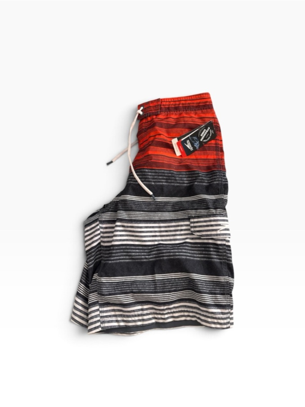Speedo Red, Black & White Striped Board Shorts - Picture 5 of 5